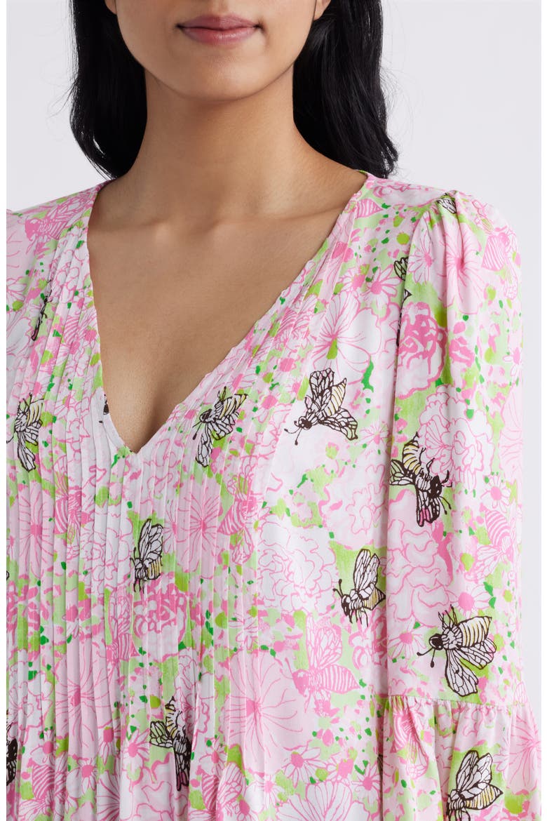 Danika Floral Print Tunic Dress, Alternate, color, PISTACHIO MACARON BEES KNEES