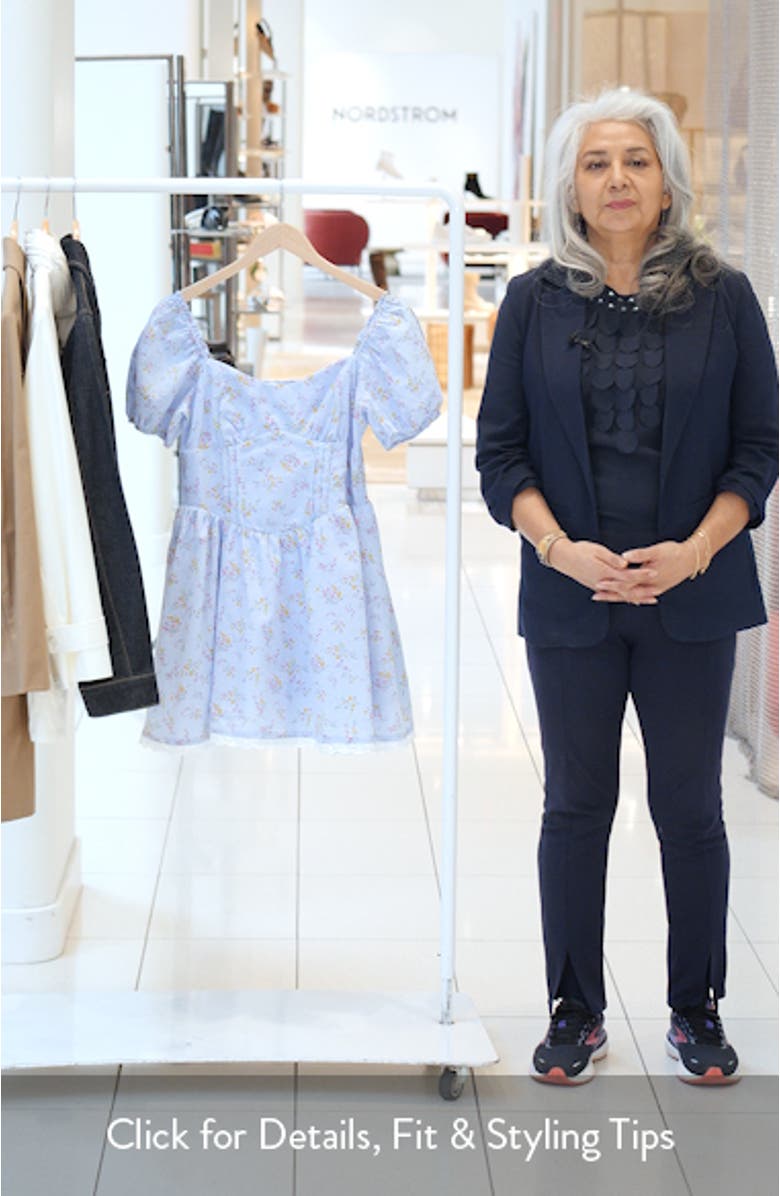 Ilianna Floral Border Print Minidress, sales video thumbnail