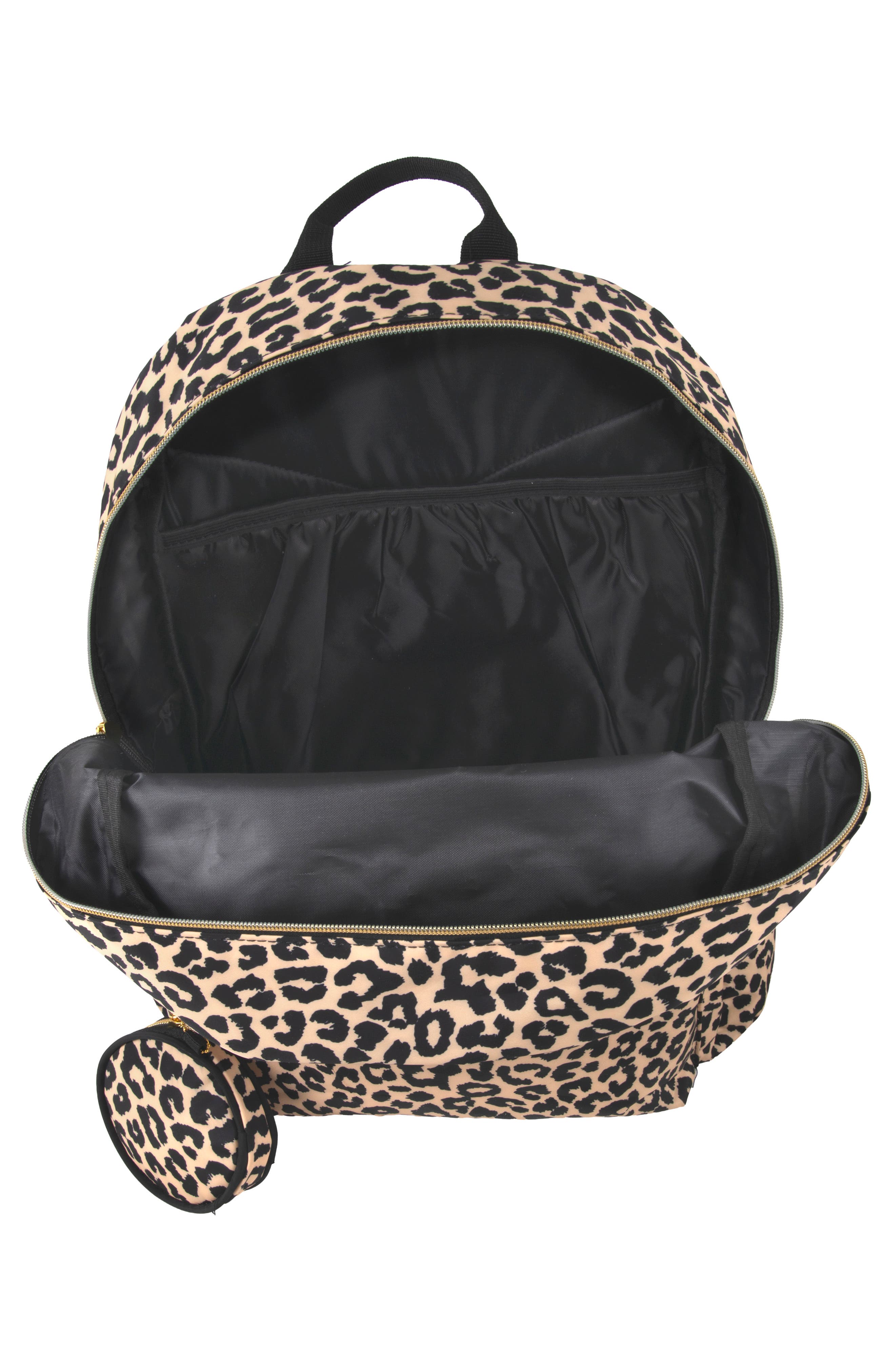 Kids' Leopard Print 3-Piece Backpack Set, Alternate, color, BLACK
