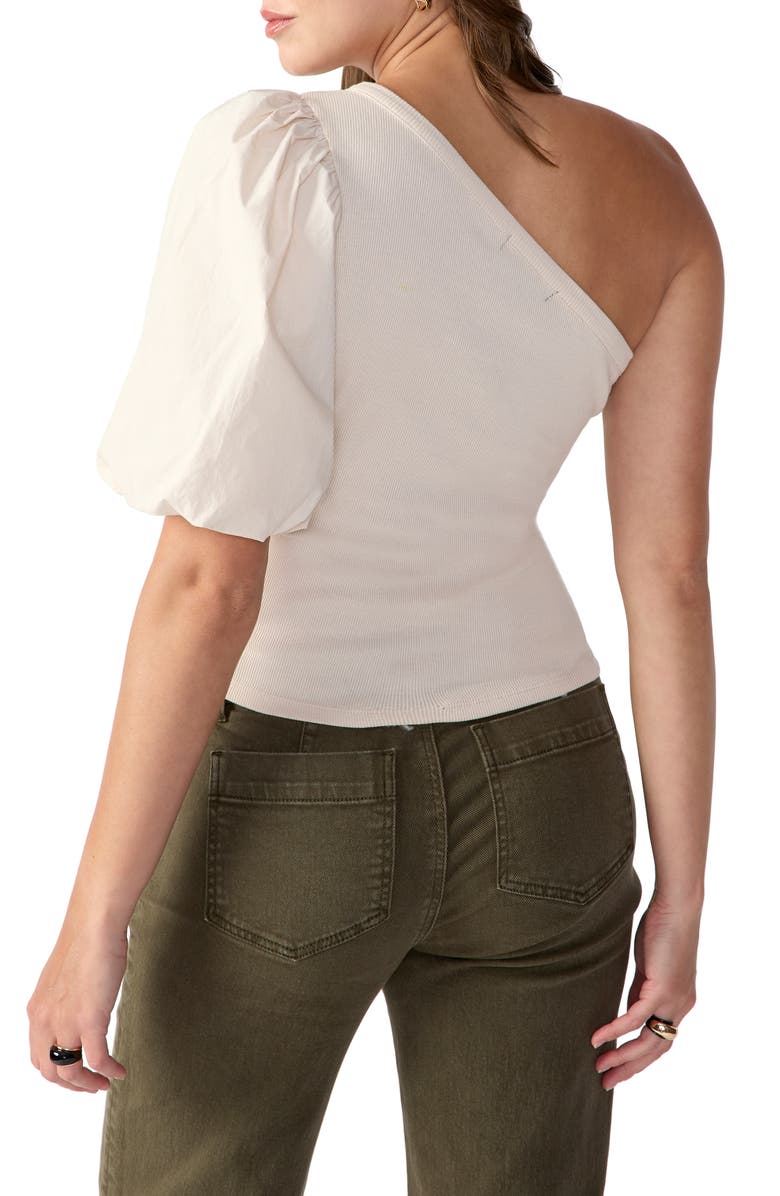 Sanctuary Off & Popping Mixed Media One-Shoulder Top, Alternate, color, Toasted Ma