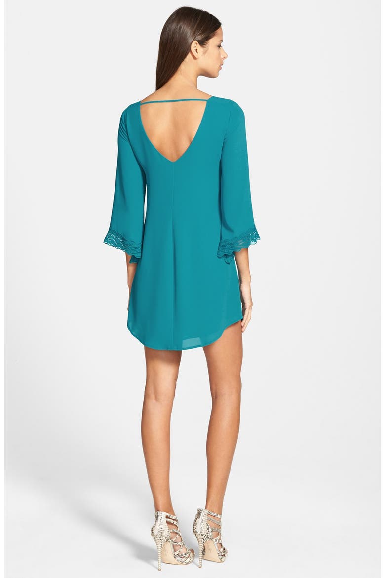 ASTR Lace Trim Shift Dress, Alternate, color, CAPRI TURQUOISE