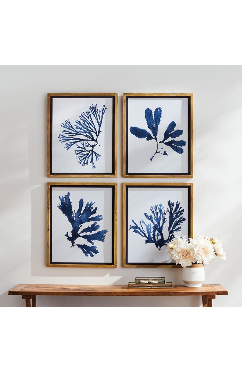Napa Home & Garden Indigo Seaweed Prints St/4, Alternate, color, Blue