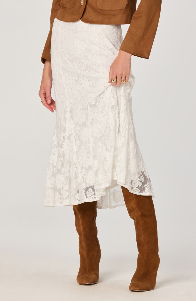 ASTR the Label Cotton Blend Lace Midi Skirt, Main, color, Off White