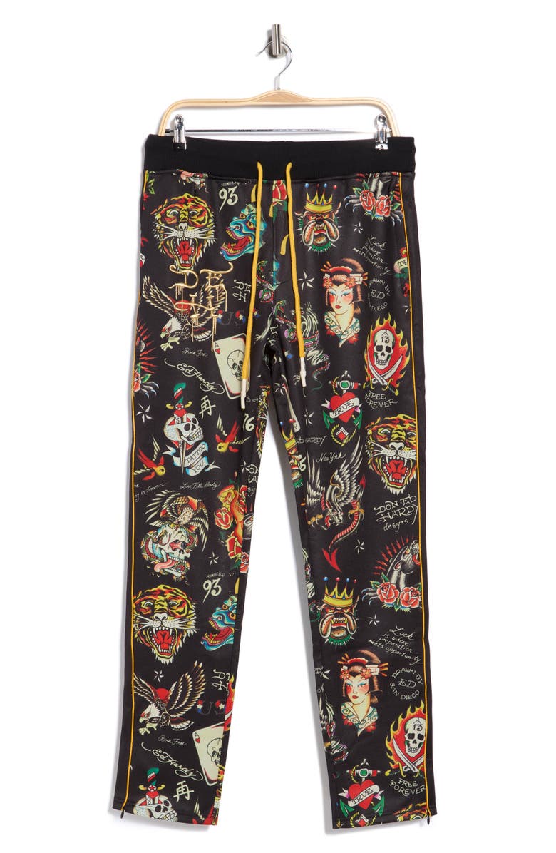 Ed Hardy Flashboard Track Pants, Alternate, color, Black