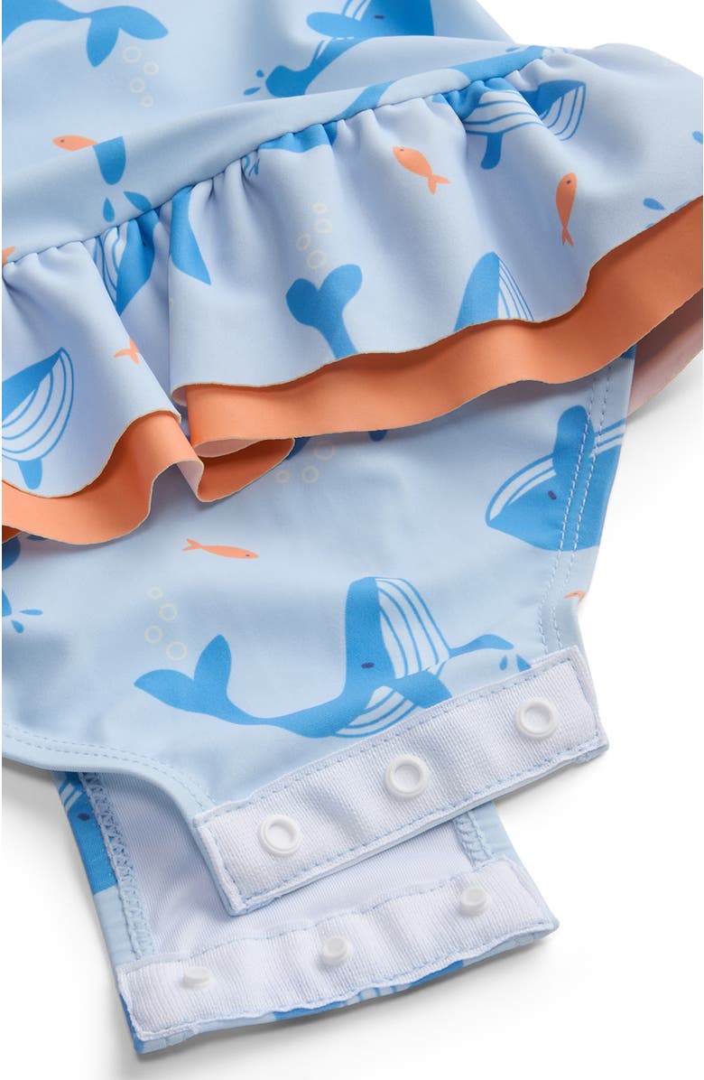 MORI Frill Long Sleeve Swimsuit, Alternate, color, Blue Whale Print