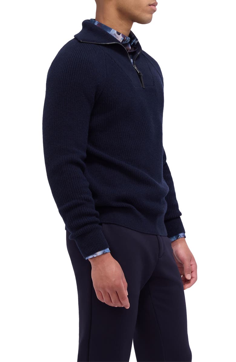 Bugatchi Half Zip Wool Blend Pullover Sweater, Alternate, color, Navy