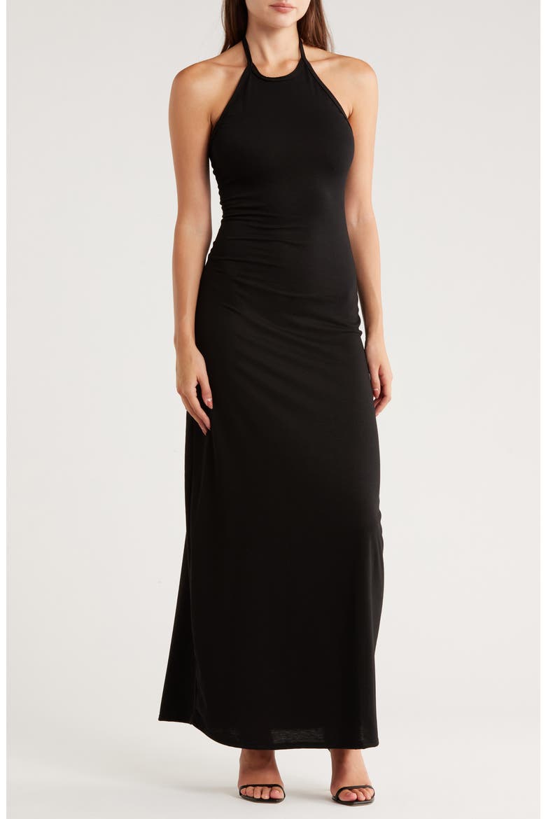 Halter Maxi Dress, Main, color, BLACK