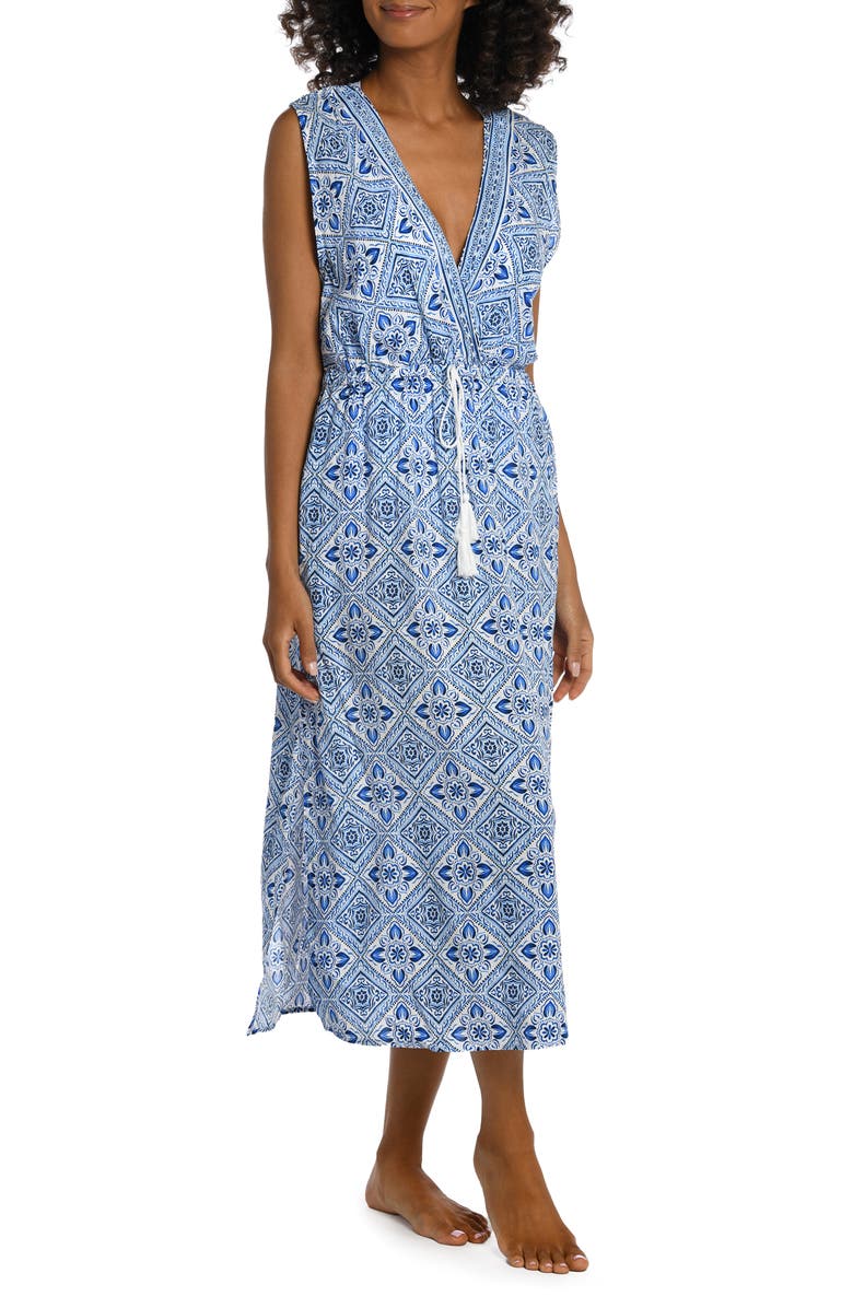 La Blanca Breeze Tie Front Cover-Up Dress, Alternate, color, 