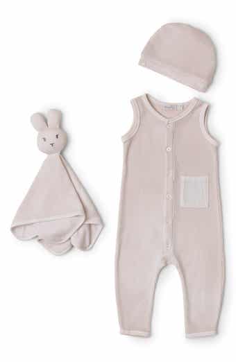 Barefoot Dreams® Waffle Knit Romper, Cap & Bunny Set