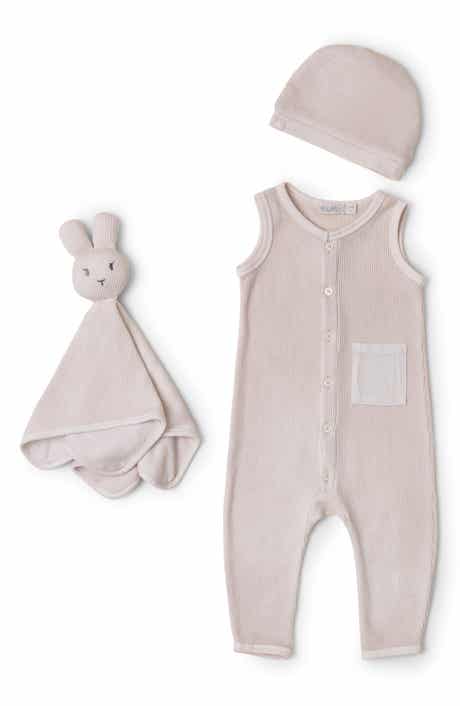 Barefoot Dreams® Waffle Knit Romper, Cap & Bunny Set