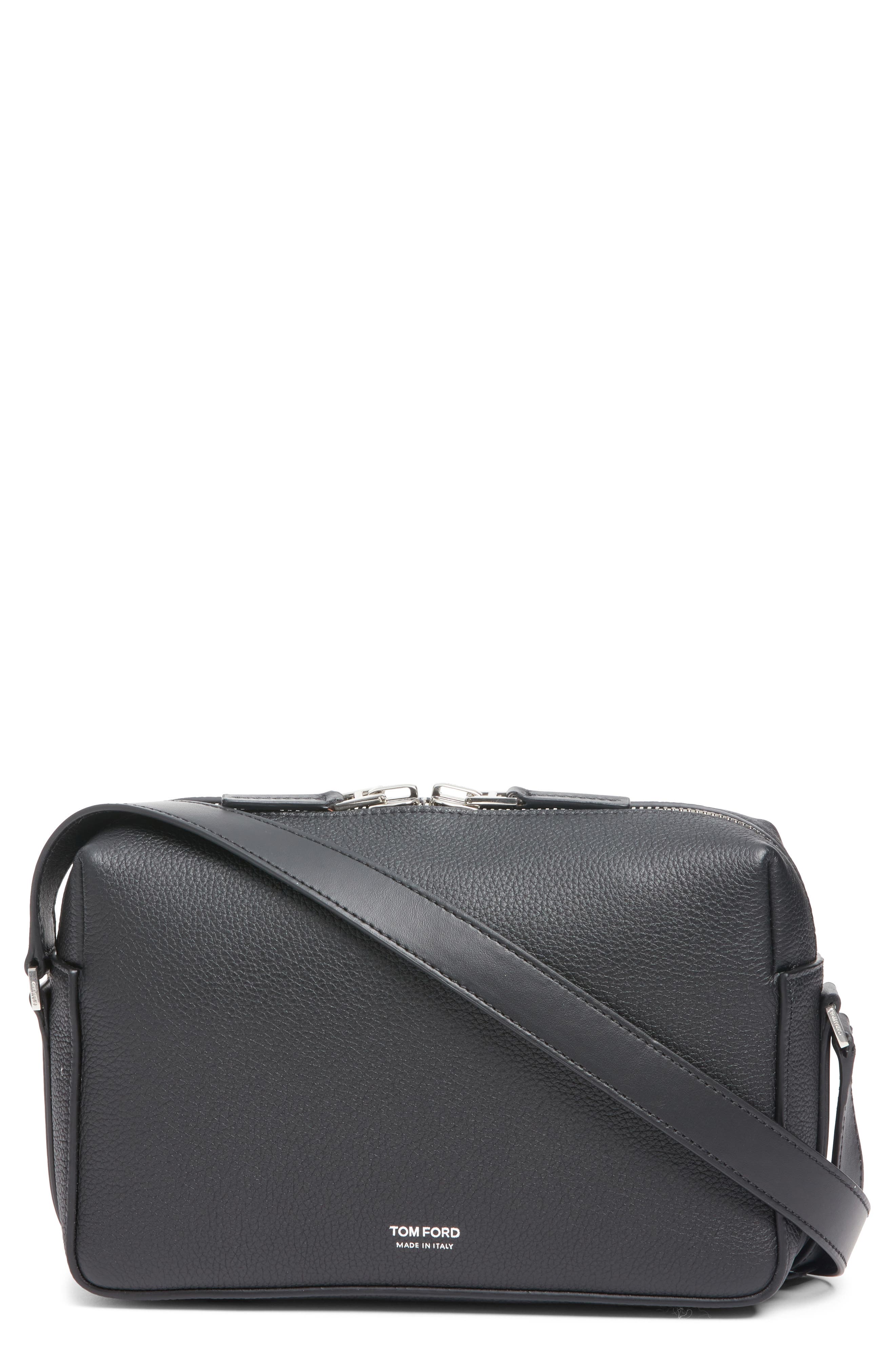 TOM FORD Soft Grain Leather Shoulder Bag, Main, color, Naa Black