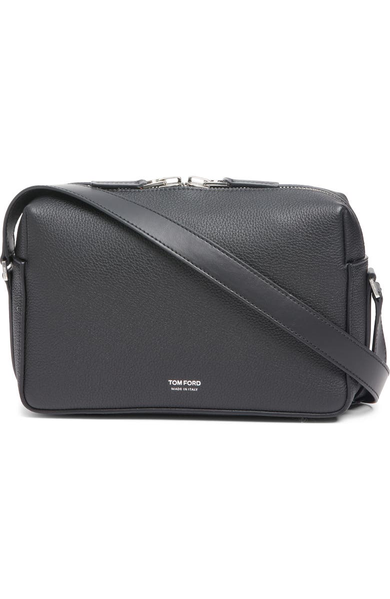 TOM FORD Soft Grain Leather Shoulder Bag, Main, color, Naa Black