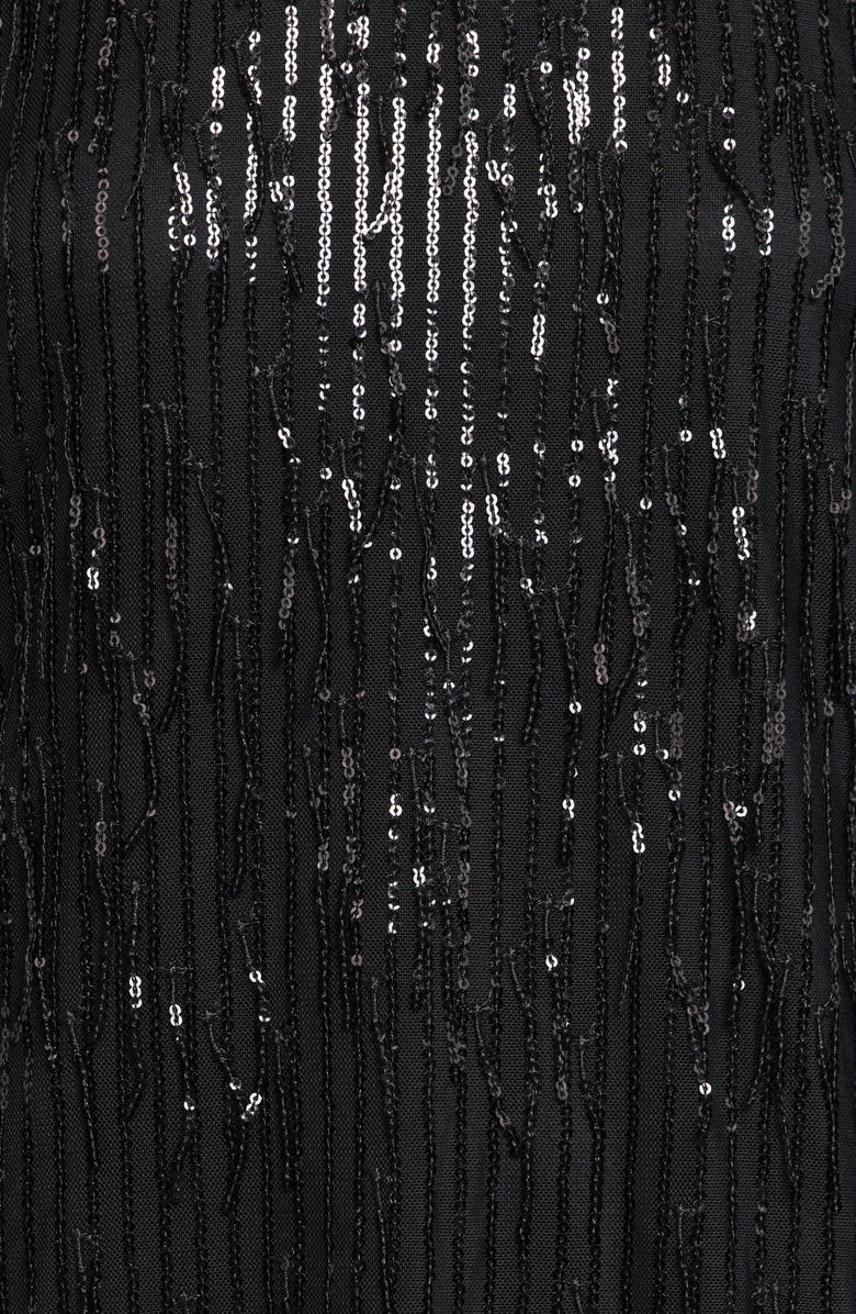 Petal & Pup Serena Long Sleeve Sequin Fringe Minidress, Alternate, color, Black