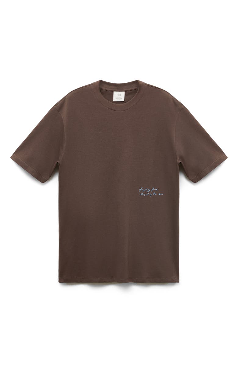 MANGO Relaxed Fit Graphic T-Shirt, Alternate, color, Brown