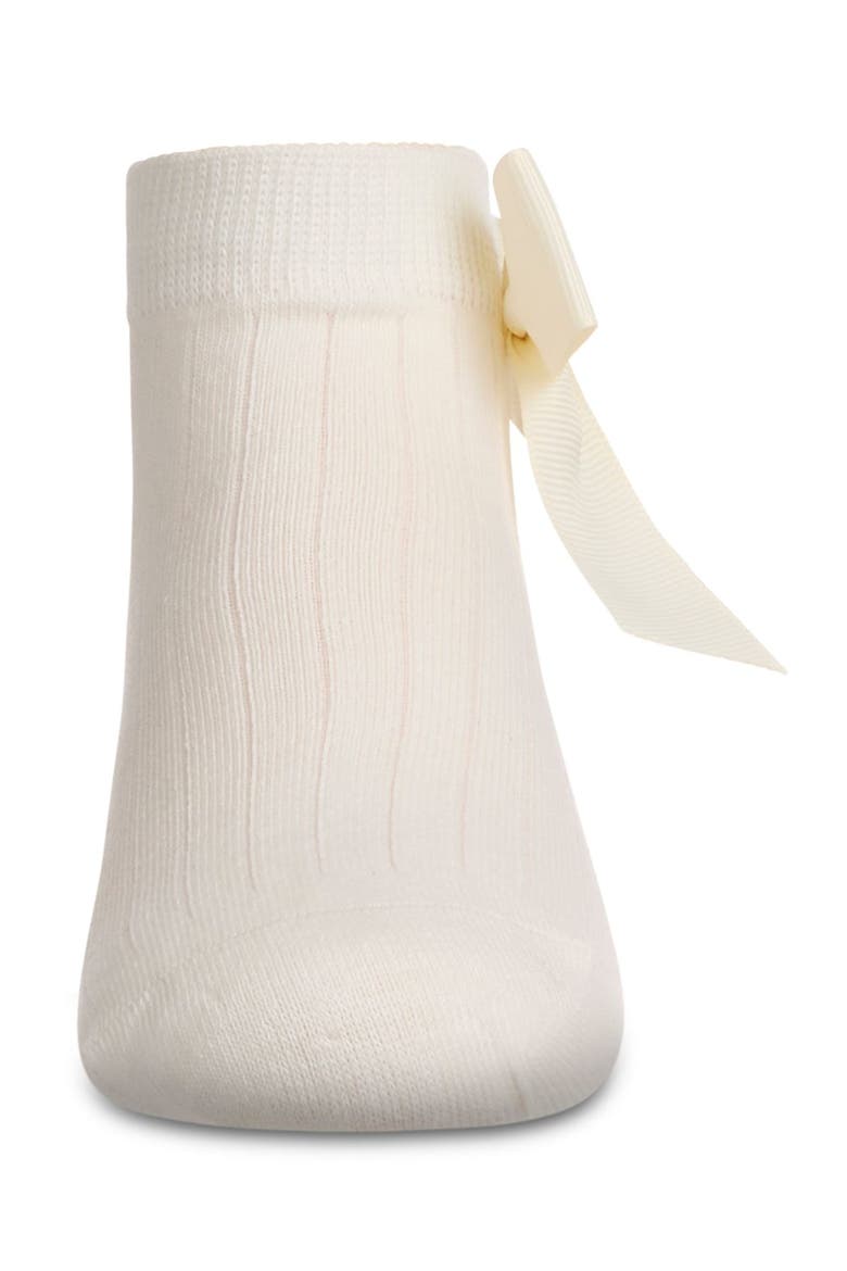 Ribbed Bow Anklet Socks, Alternate, color, Winter White
