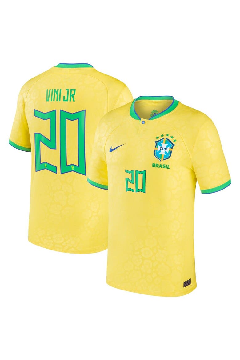 Men's Nike Vinicius Junior Yellow Brazil National Team 2022/23 Replica Home Jersey, Main, color, Yellow