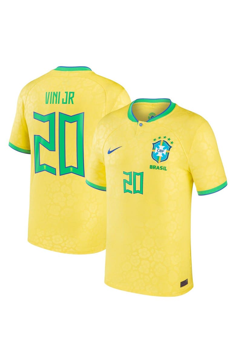 Nike Men's Nike Vinicius Junior Yellow Brazil National Team 2022/23 Replica Home Jersey, Main, color, 