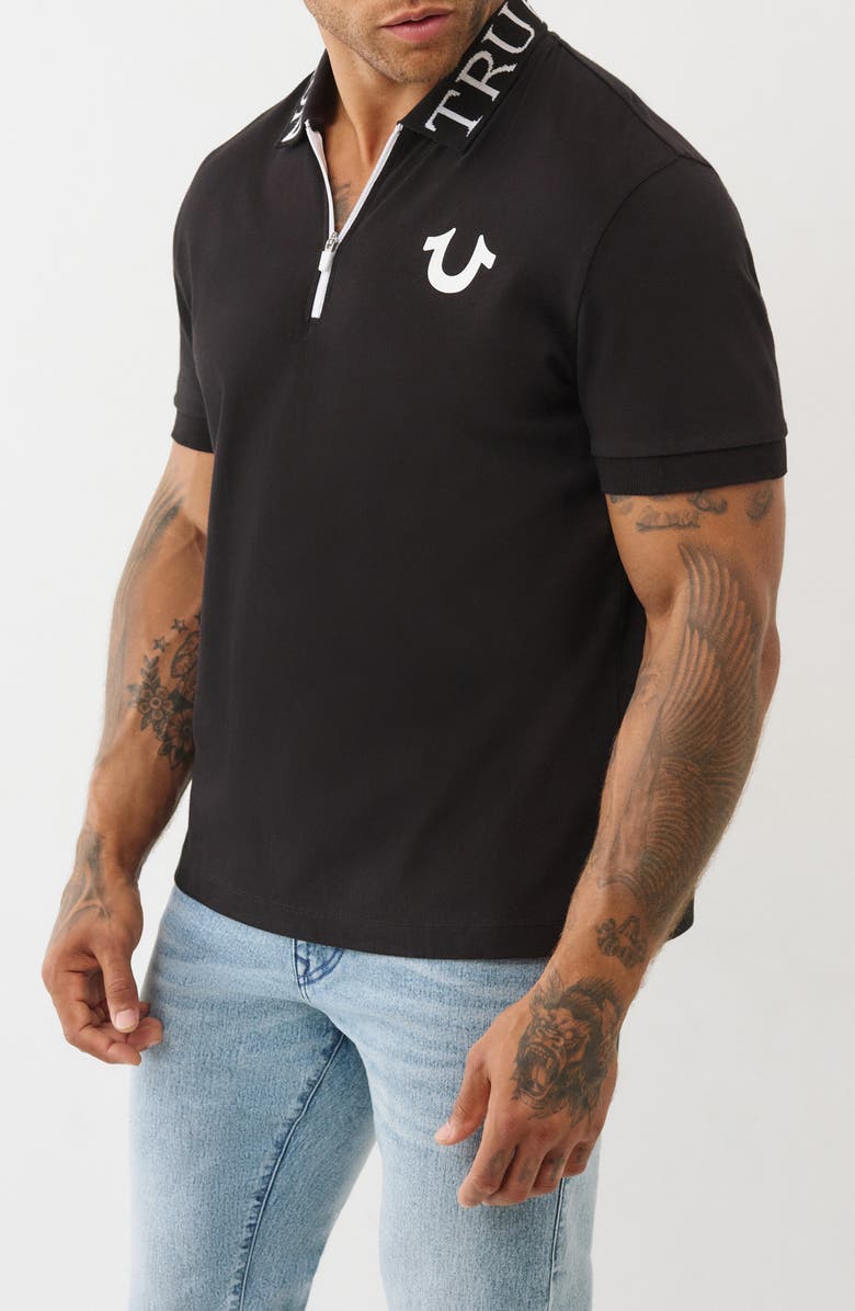 True Religion TR Collar Zip Polo, Alternate, color, Jet Black