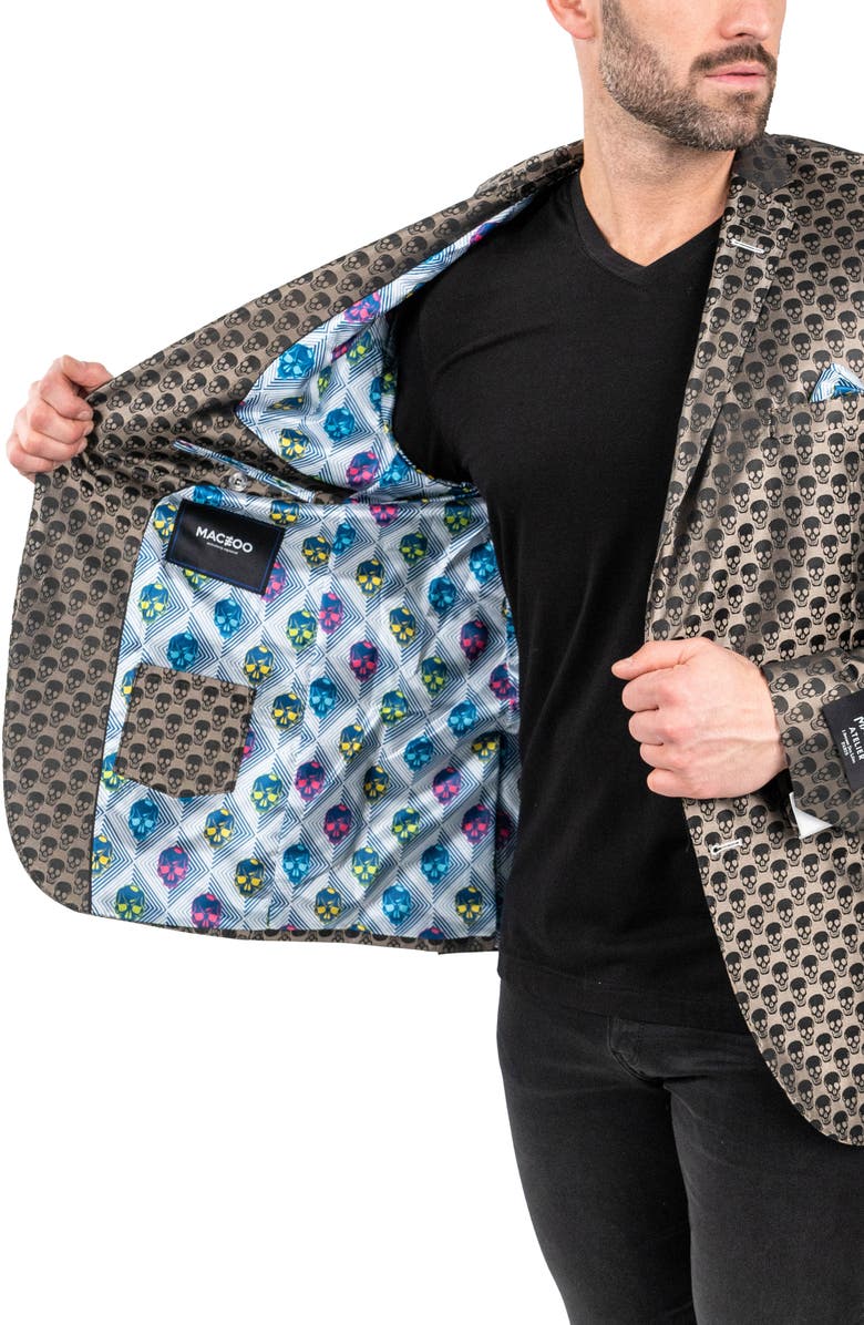 Maceoo Skullrepeat Brown Jacquard Blazer, Alternate, color, Brown