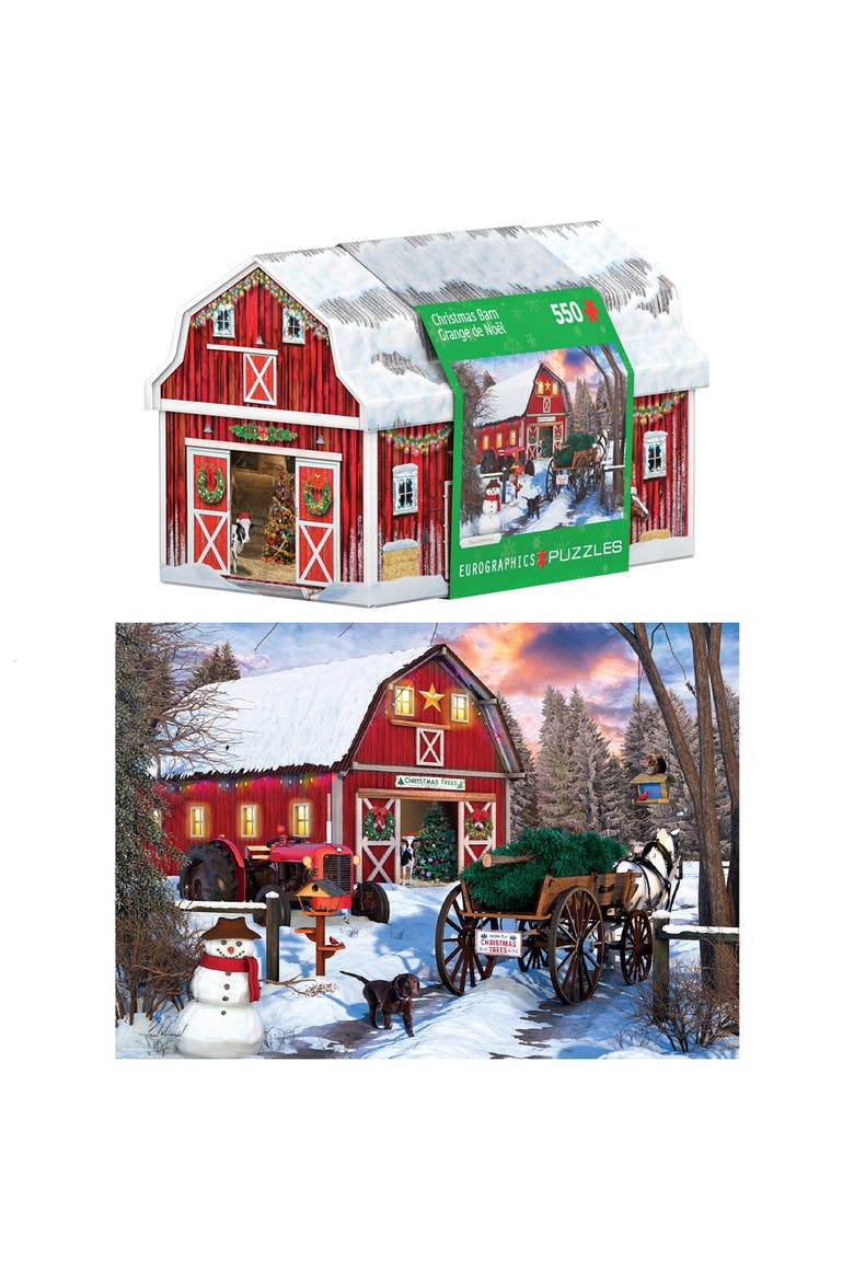 Puzzle Tin Christmas Barn 550 Piece Jigsaw, Alternate, color, Multicolored
