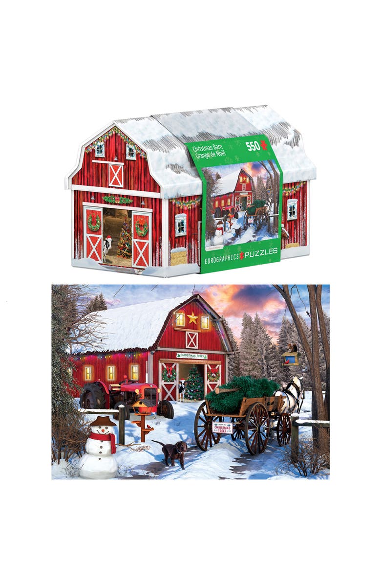 Eurographics Puzzle Tin Christmas Barn 550 Piece Jigsaw, Alternate, color, Multicolored