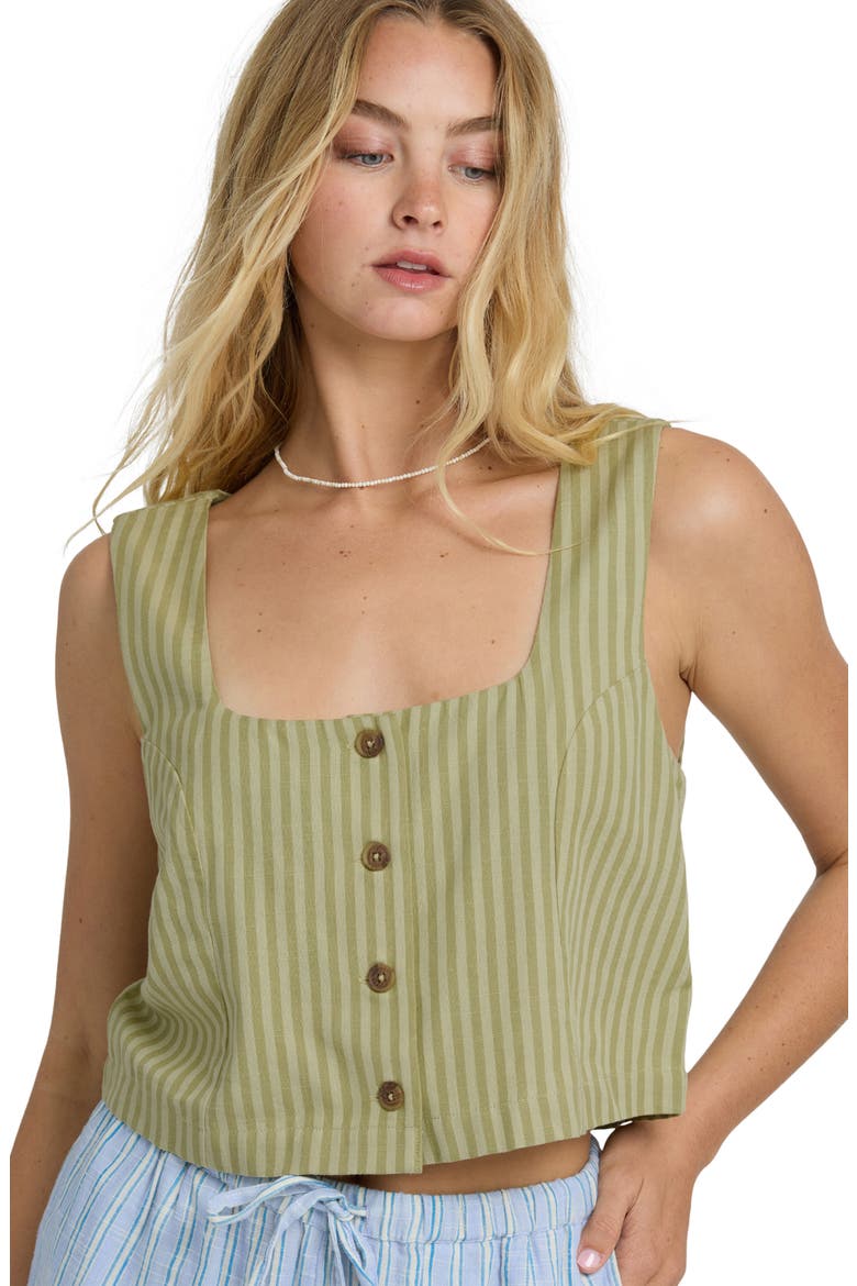 Another Wave Crop Cotton Blend Button-Up Tank Top, Alternate, color, CEDAR