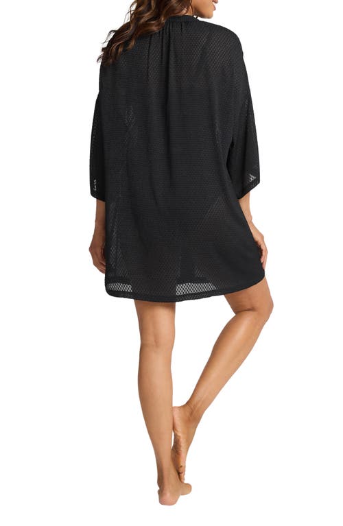 Tommy Bahama Textured Dot Cover-up Tunic In Black