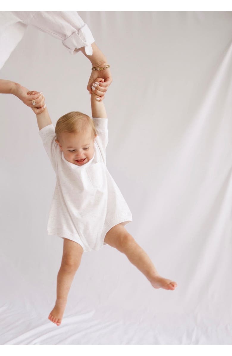 Winnie + Crew Harley Pocket Romper, Alternate, color, Heather Grey