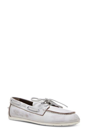 Steve Madden Sag Boat Shoe In White