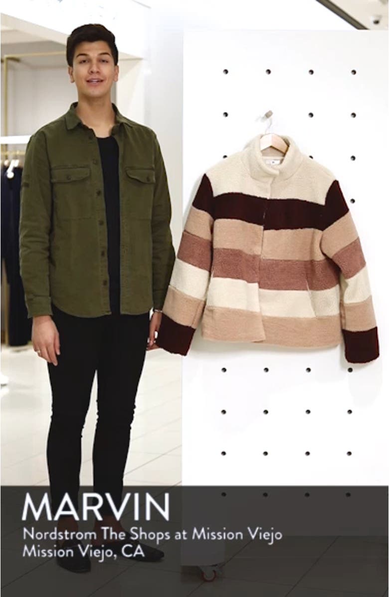 Stripe Faux Shearling Jacket, sales video thumbnail