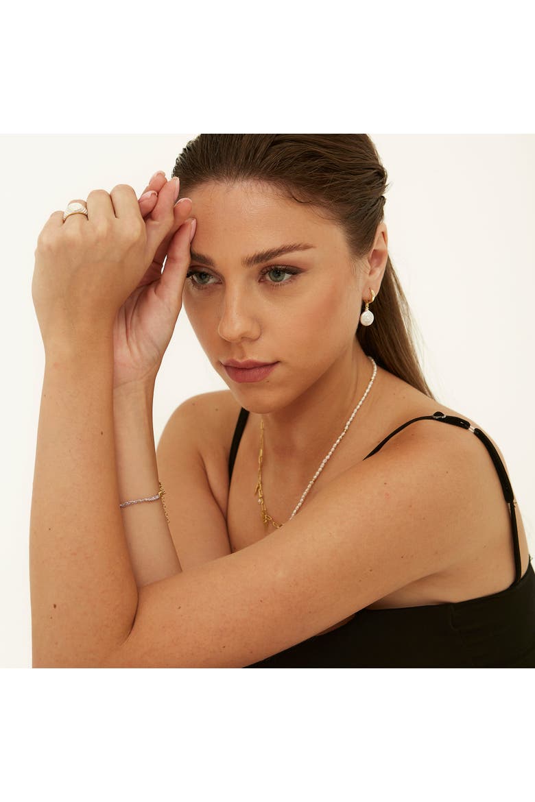 Treated Freshwater Cultured Baroque Pearl Hoop Earrings, Alternate, color, Gold