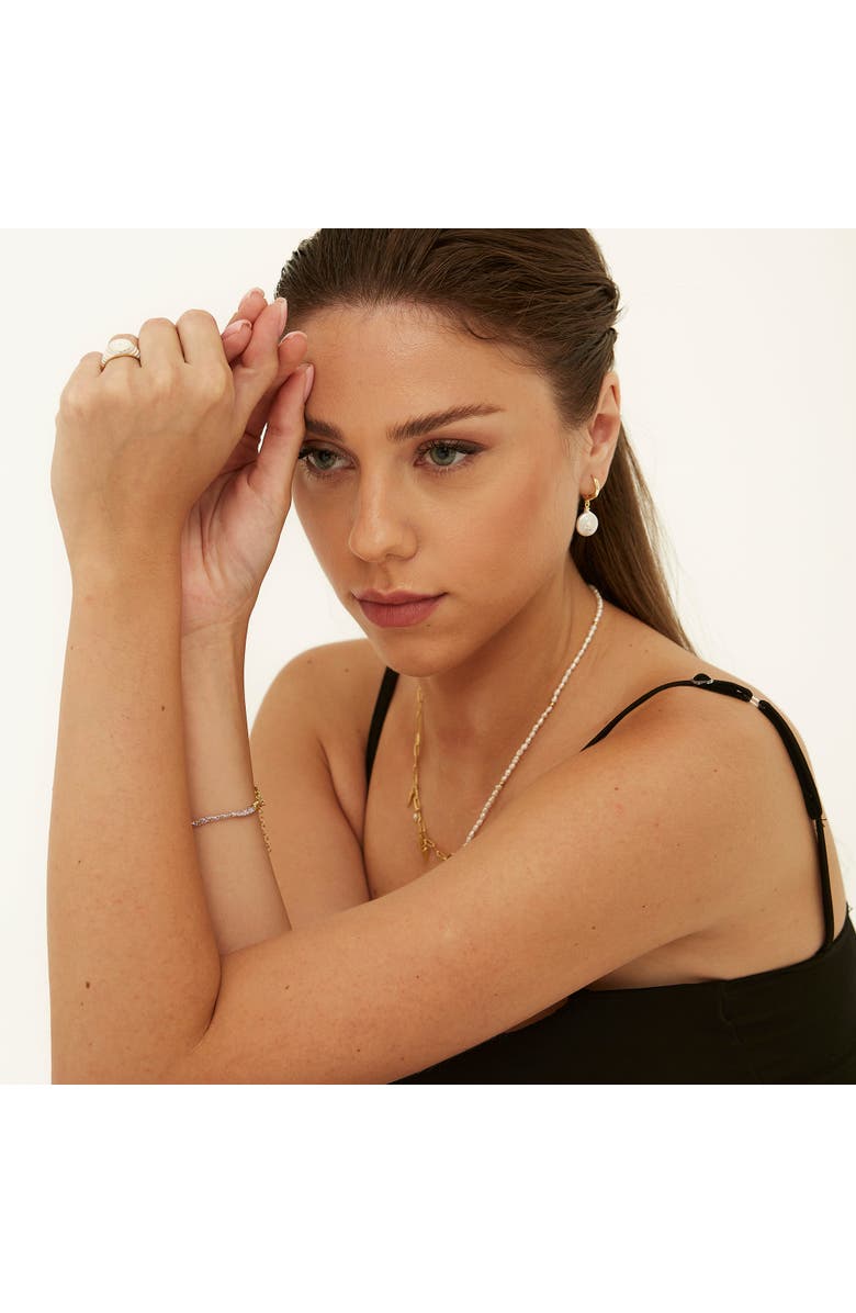 Spero London Treated Freshwater Cultured Baroque Pearl Hoop Earrings, Alternate, color, Gold