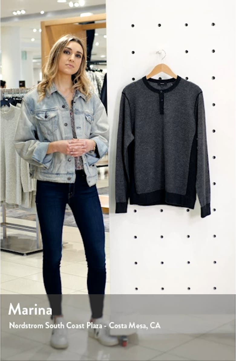 Slim Fit Bird's Eye Henley Wool & Cashmere Sweater, sales video thumbnail