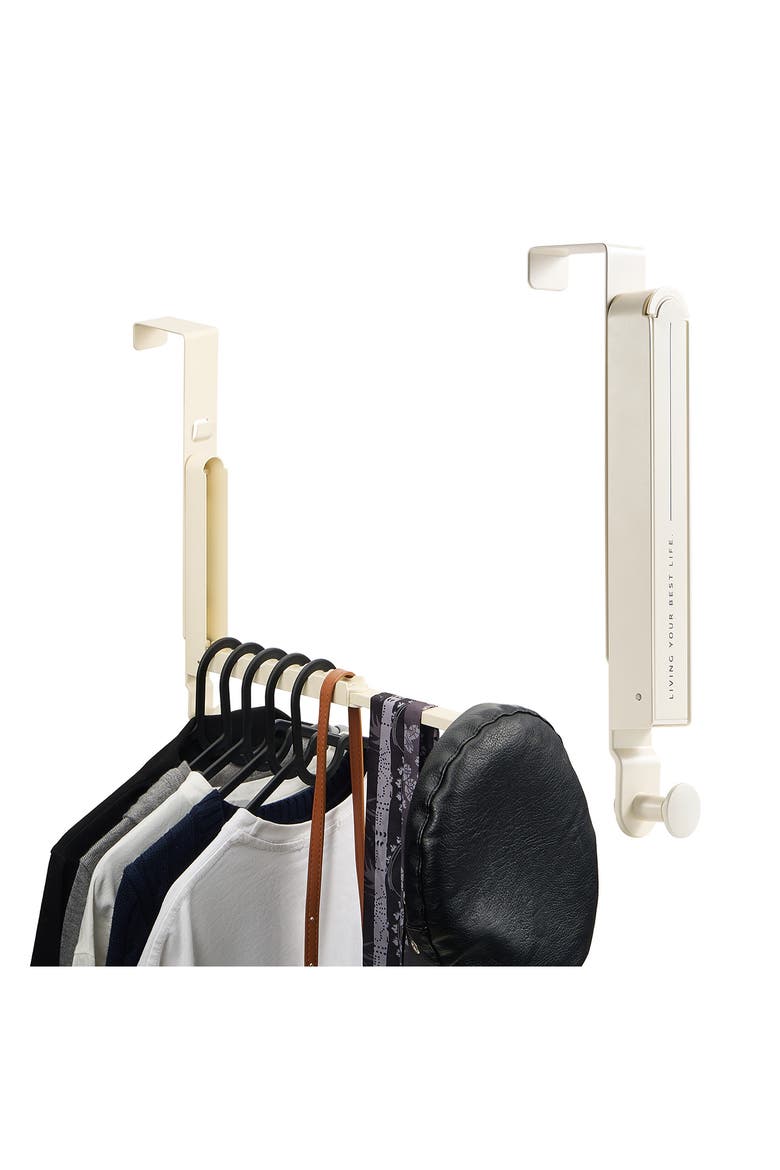 Set of 2 Foldable Over the Door Hanger Racks, Alternate, color, WHITE