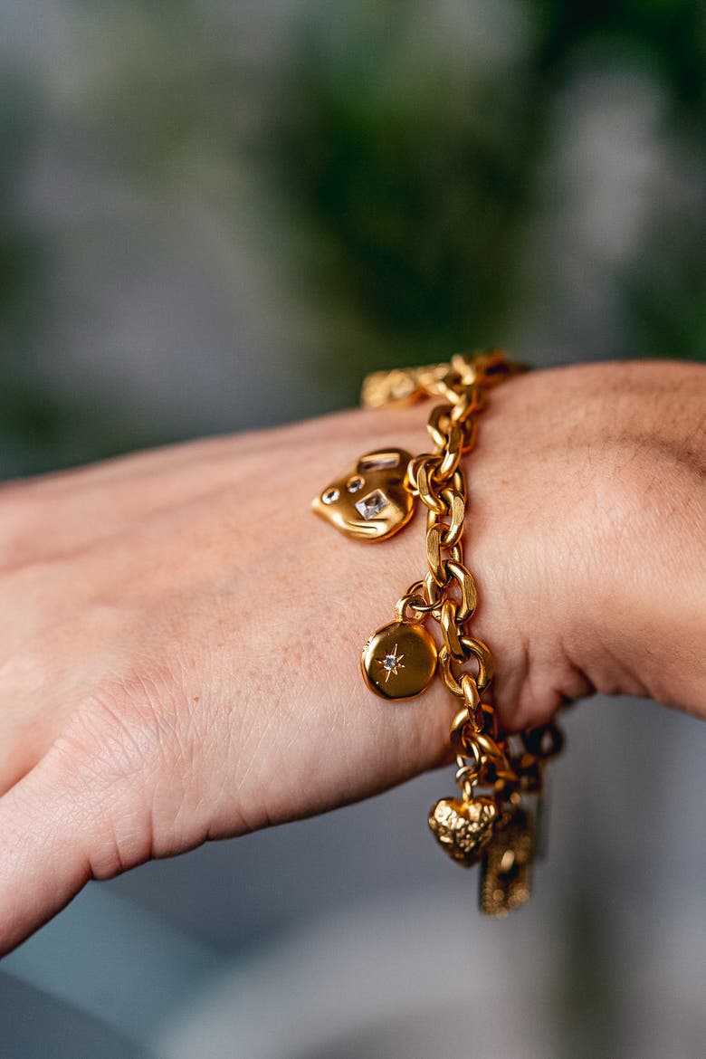 Gold Charm Bracelet, Alternate, color, Gold