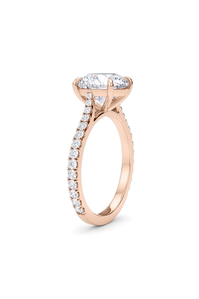 Round Brilliant Cut Pavé Lab Grown Diamond Ring, Alternate, color, 3.00 CTW 18K ROSE GOLD