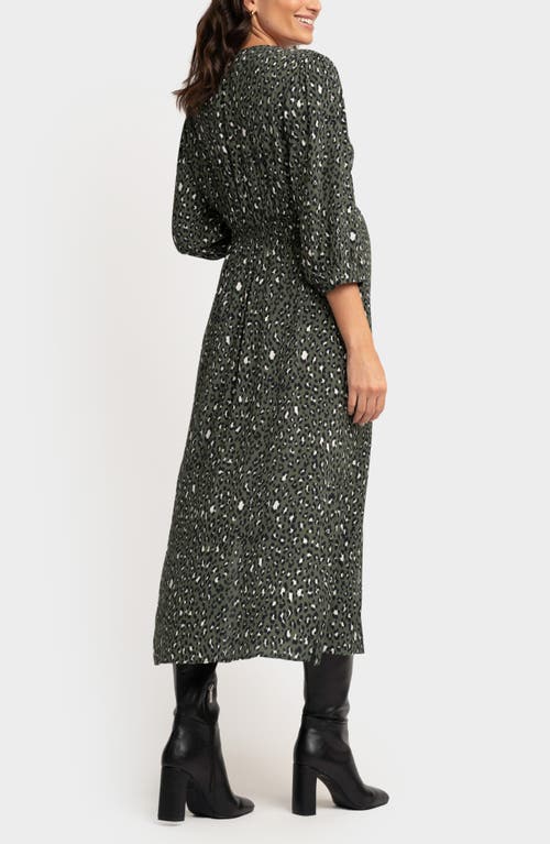 Seraphine Leopard Print Maternity Midi Dress In Multi Black