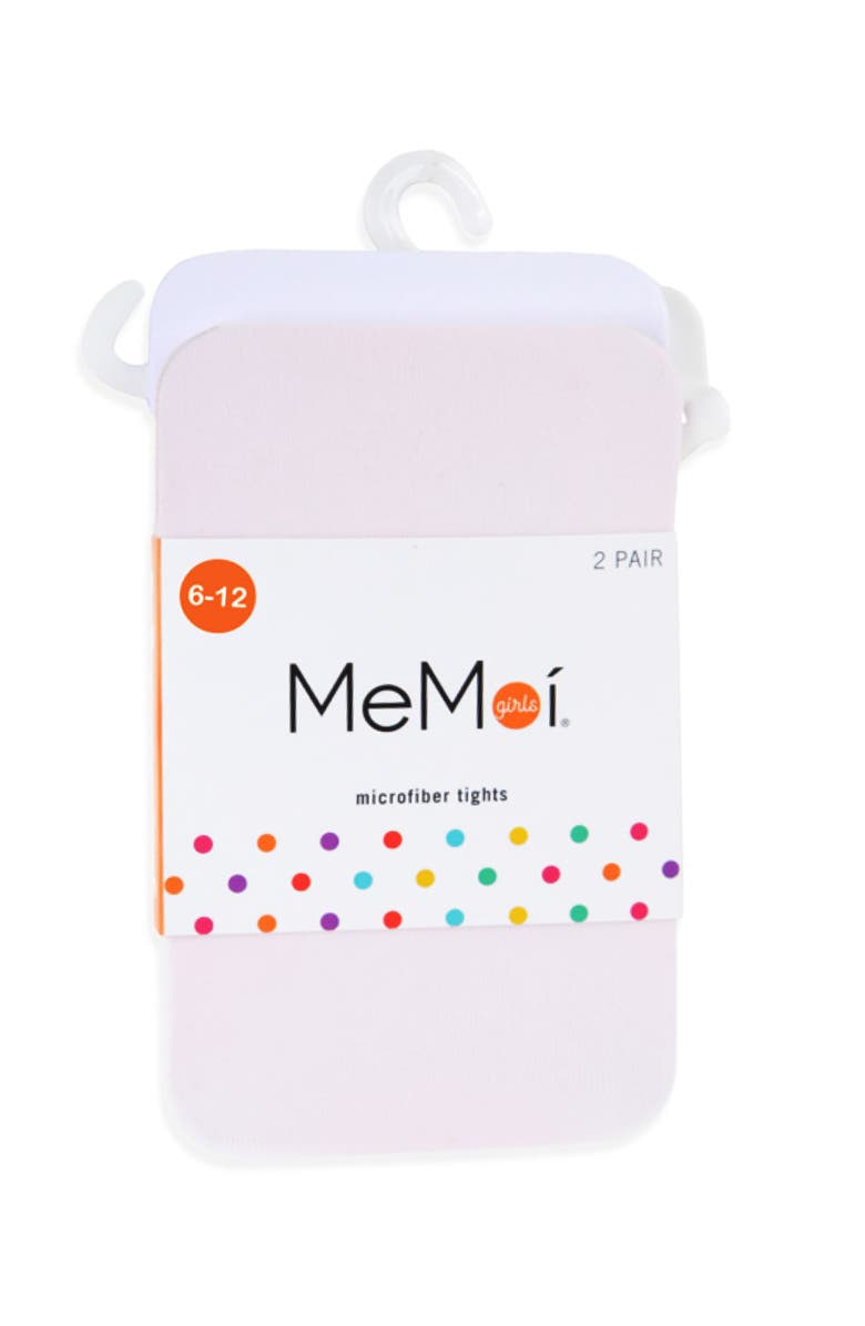 MeMoi Solid Microfiber 2 Pair Pack Tights, Alternate, color, White-Pink