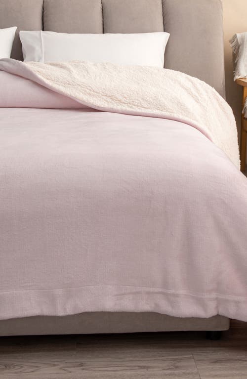 Woven & Weft Faux Shearling Reversible Blanket In Pink