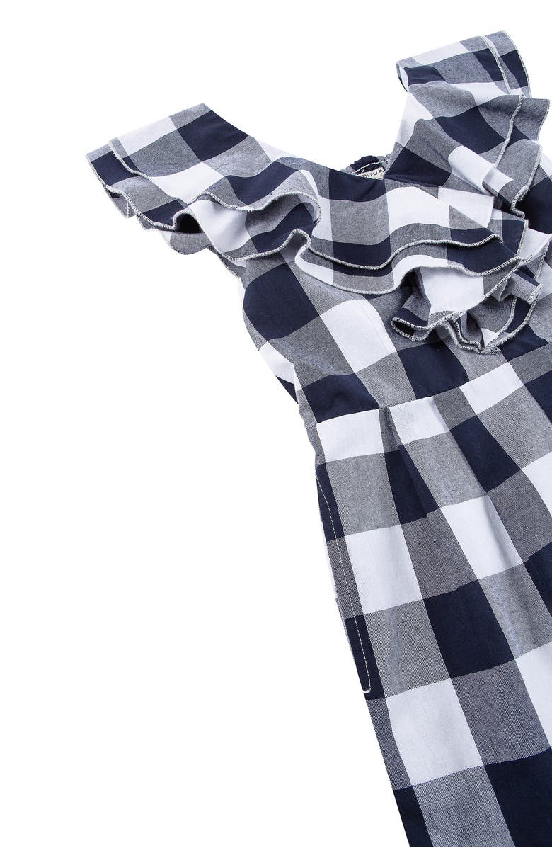 Habitual Kids' Gingham Ruffle Wide Leg Jumpsuit, Alternate, color, 