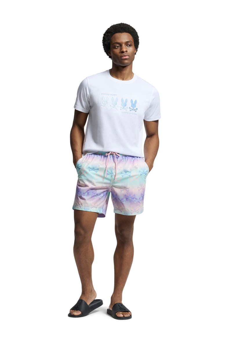 Psycho Bunny Forster Bunny Print Swim Trunks, Alternate, color, 