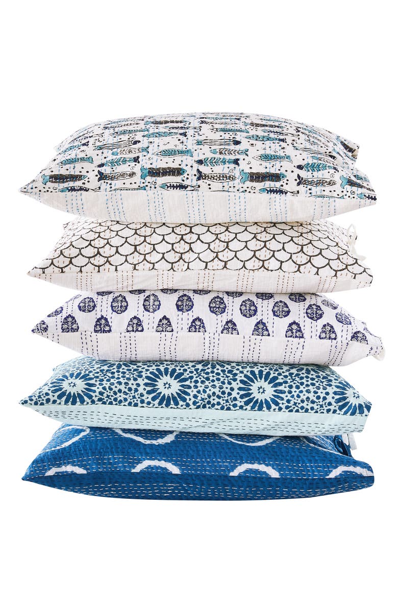 MELANGE HOME Fish Kantha Set of 2 Cotton Shams, Alternate, color, Indigo