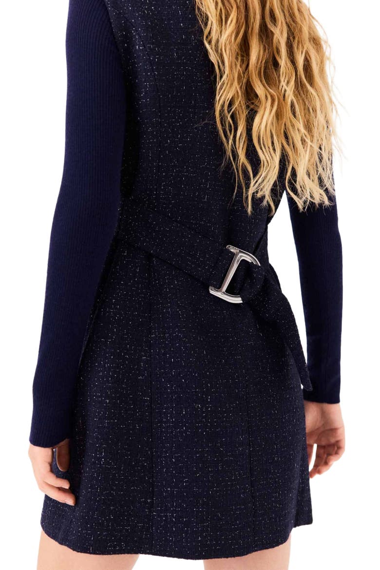 Short lurex tweed dress, Alternate, color, Navy