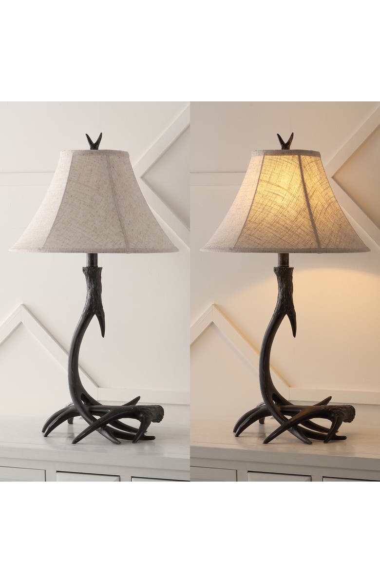 JONATHAN Y Antler 27.5" Rustic Resin LED Table Lamp, Alternate, color, Black