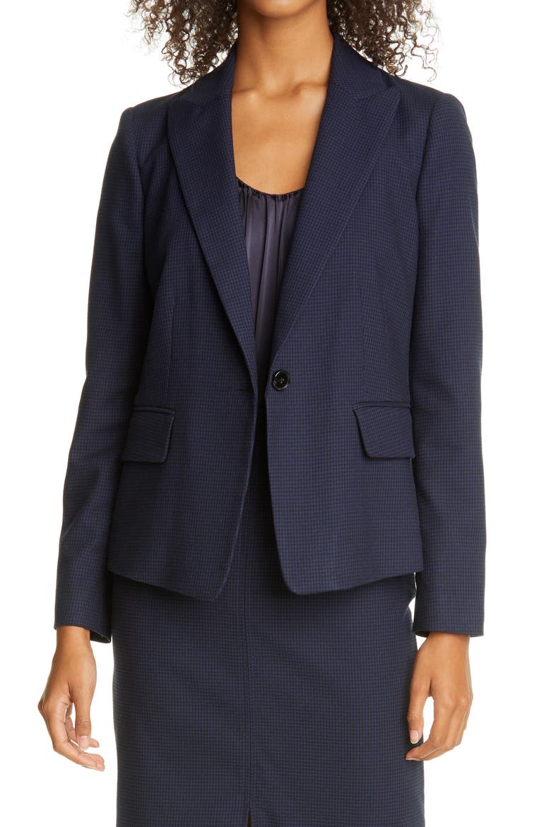 Houndstooth Blazer, Main, color, NAVY/ BLACK