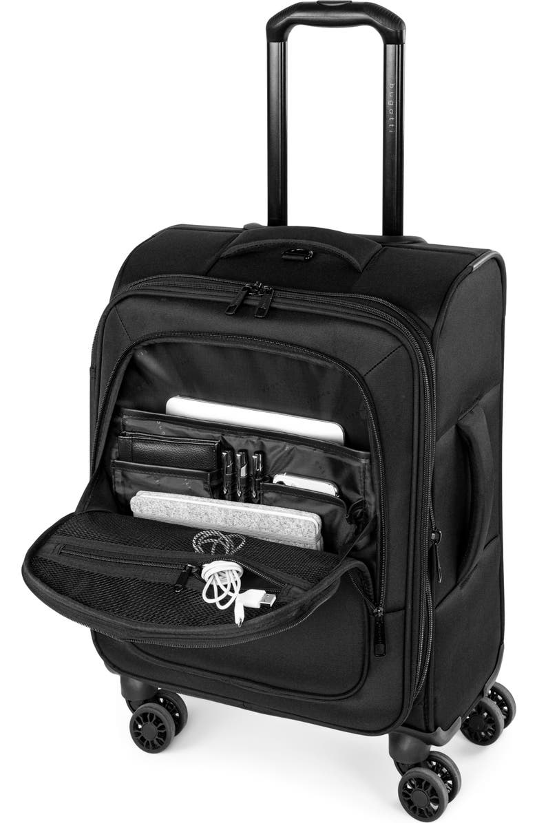 bugatti The Ultimate Softside Carry-on Luggage with Expansion, Alternate, color, Black
