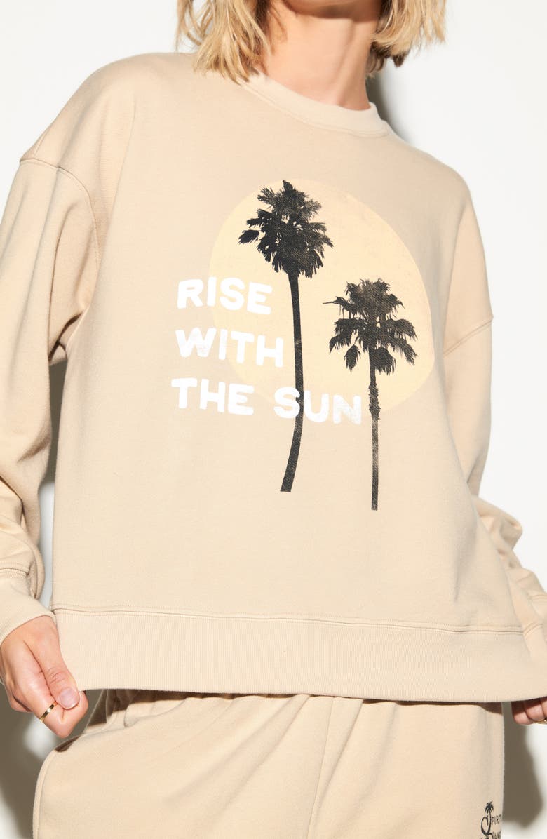 Spiritual Gangster Shady Palm La Brea Crewneck Cotton Graphic Sweatshirt, Alternate, color, Palo Santo