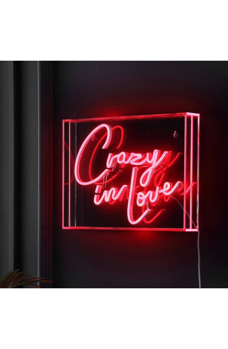 JONATHAN Y 10" Contemporary Glam Acrylic Box USB Operated LED Neon Light, Alternate, color, Red