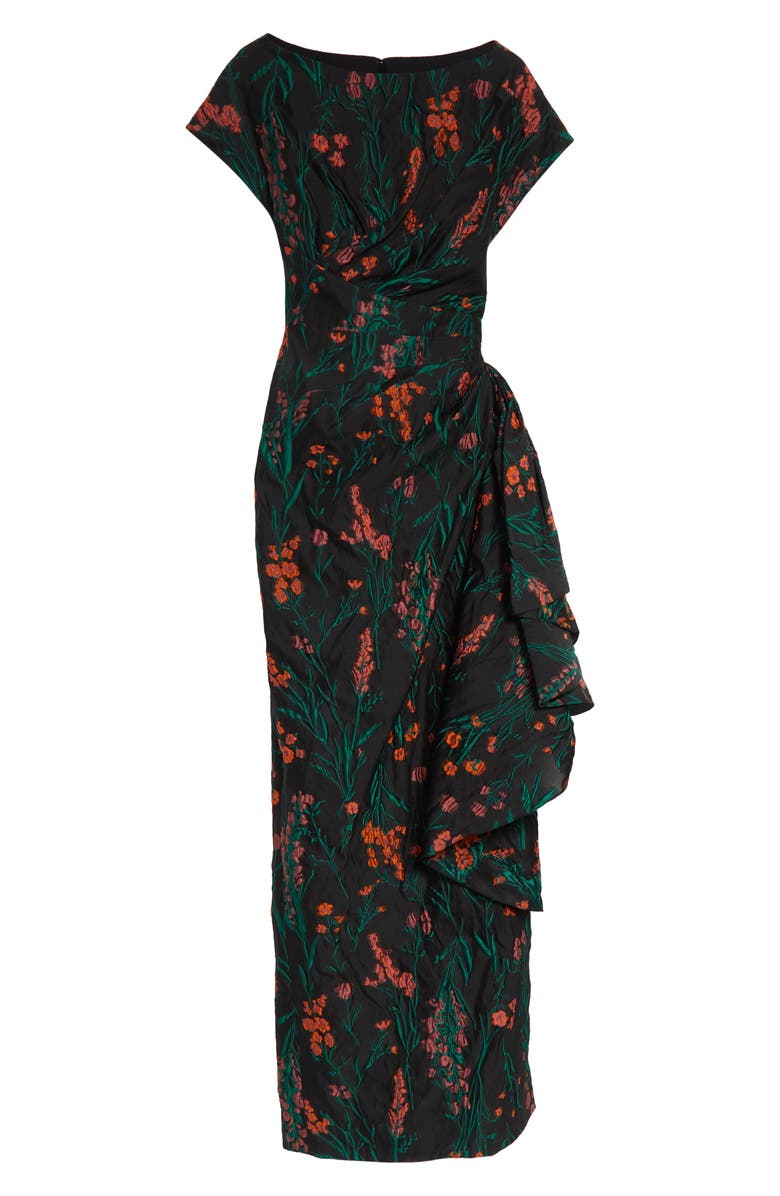 Lela Rose Florence Ruched Floral Jacquard Gown, Alternate, color, 
