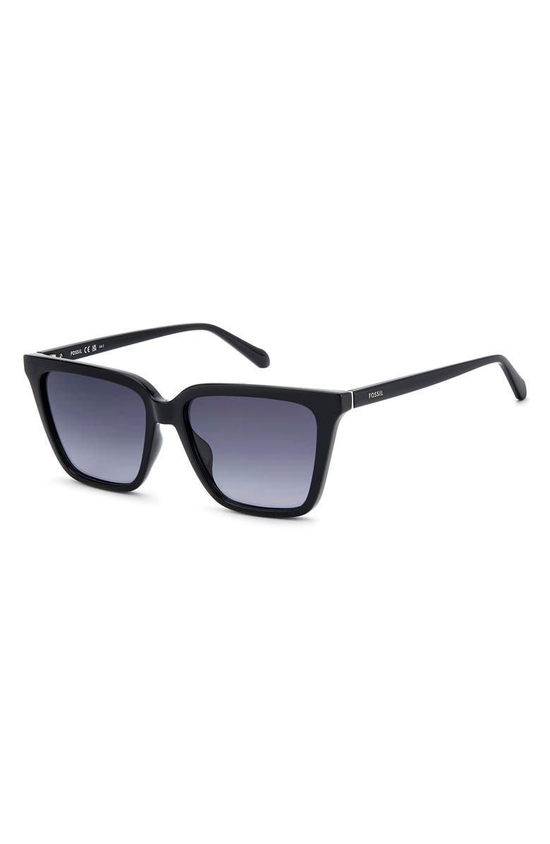 Fossil 56mm Square Sunglasses, Alternate, color, Black